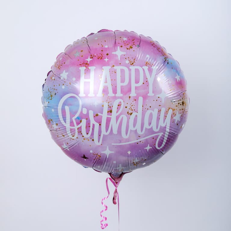 Happy Birthday Pink Pastel Helium Foil Balloon-A1425 - Image 1