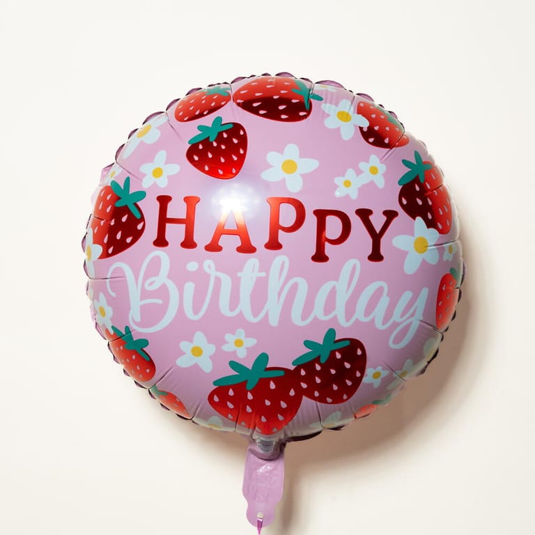 Happy Birthday Strawberry Helium Foil Balloon-A1447 - Image 1