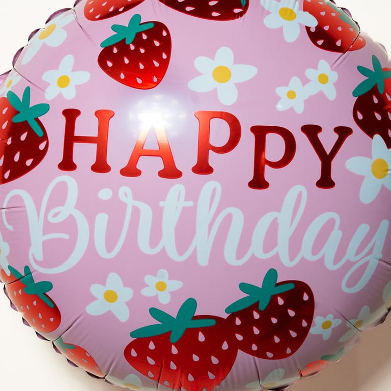 Happy Birthday Strawberry Helium Foil Balloon-A1447 - Image 3