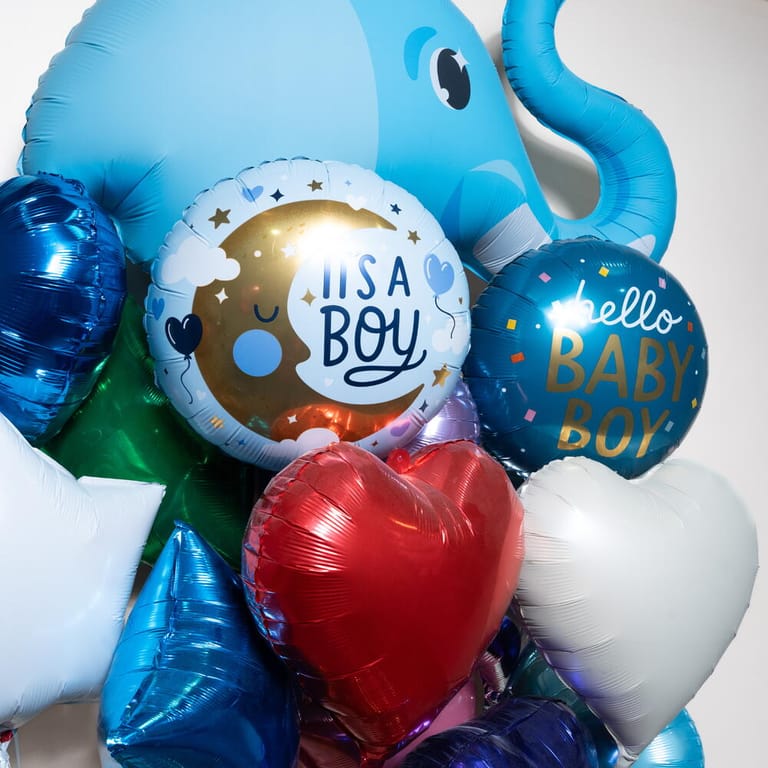 Baby Boy Elephant Welcome Helium Foil Balloon Set-A1573 - Image 2