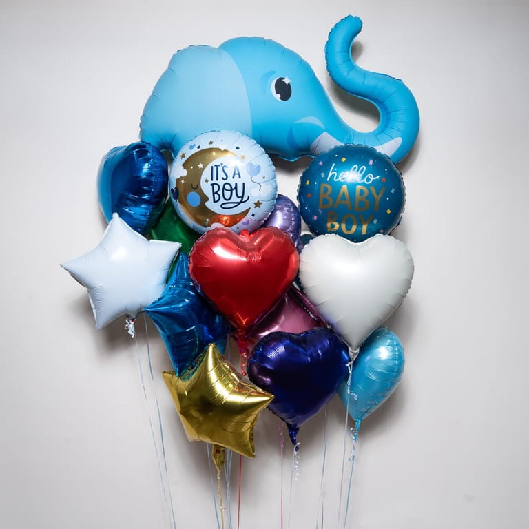 Baby Boy Elephant Welcome Helium Foil Balloon Set-A1573 - Image 3