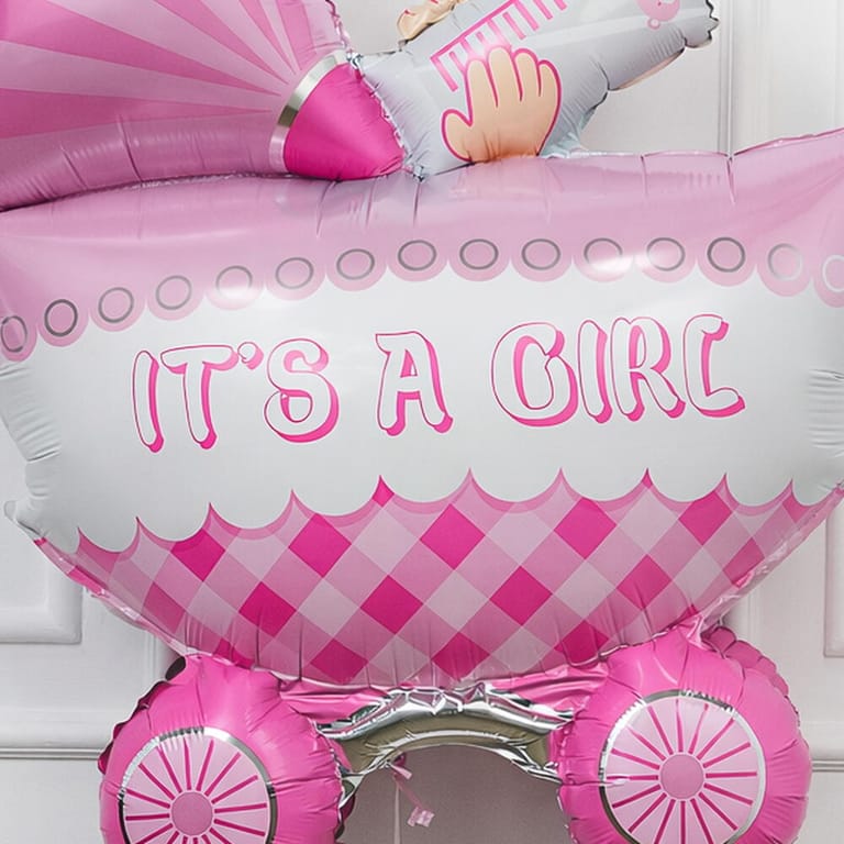 It s A Girl Baby Stroller Helium Foil Balloon-A1605 - Image 2