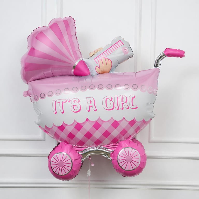 It s A Girl Baby Stroller Helium Foil Balloon-A1605 - Image 3