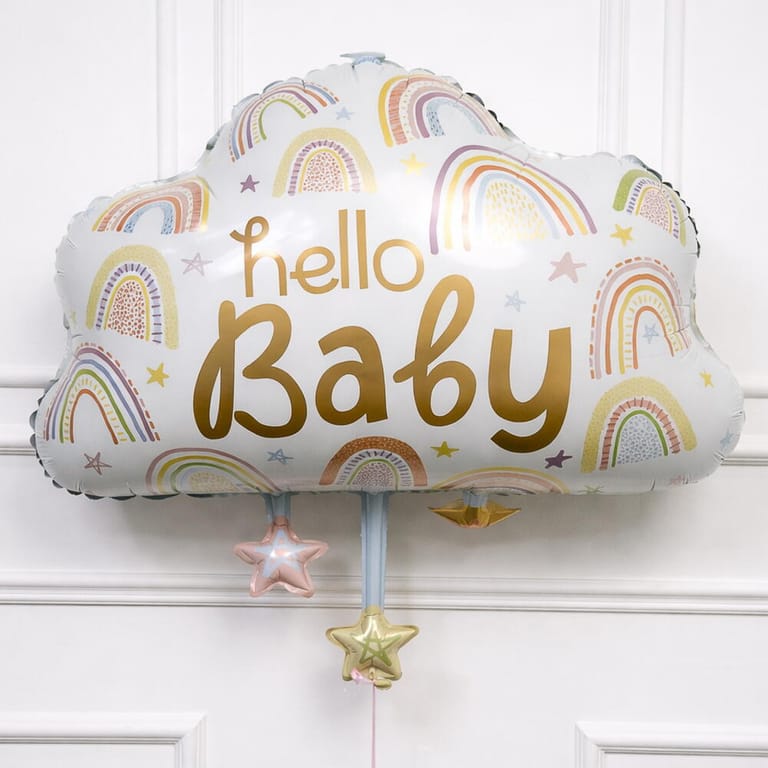 Hello Baby Rainbow Cloud Helium Foil Balloon-A1613 - Image 1