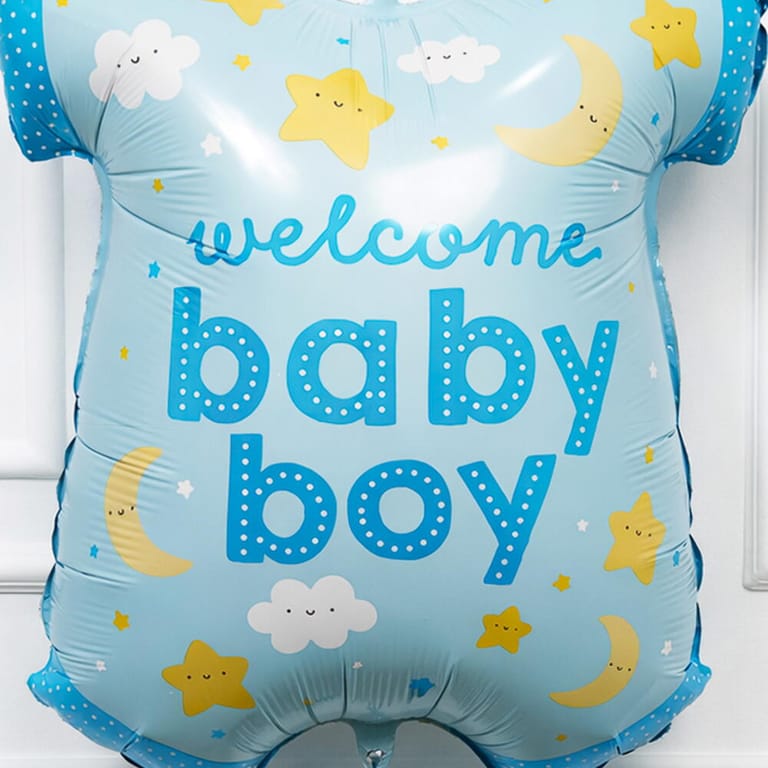 Welcome Baby Boy Romper Helium Foil Balloon-A1626 - Image 2