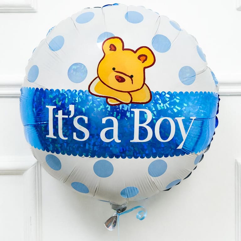 18 Inch It s A Boy Teddy Bear Helium Foil Balloon-A1629 - Image 1