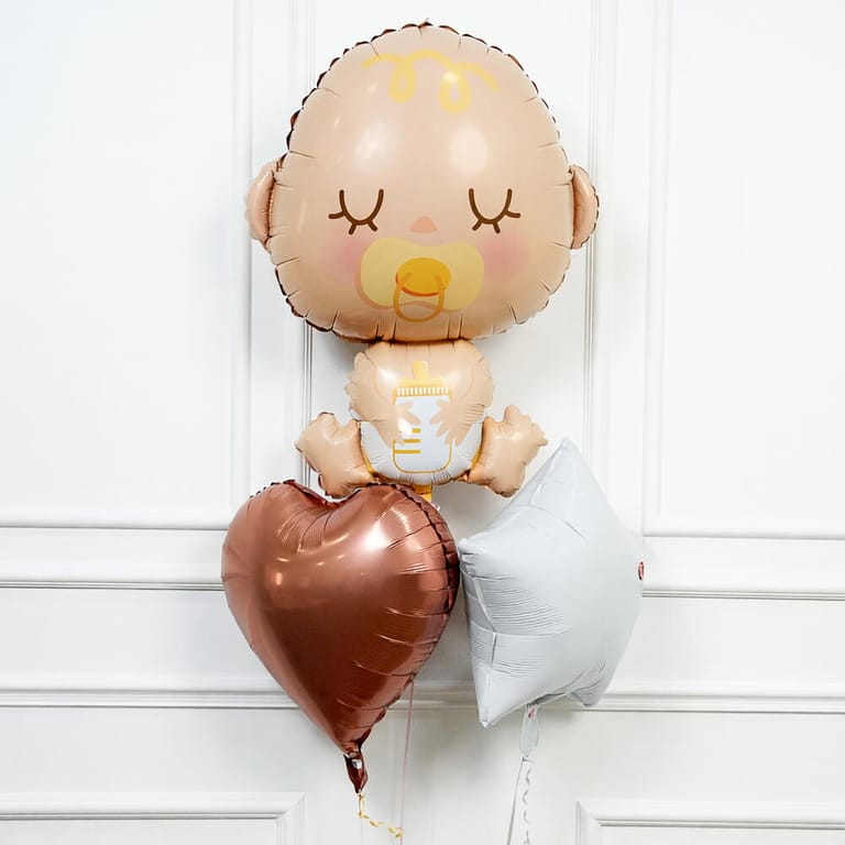 Baby Shape And Heart Helium Foil Balloon Bouquet-A1646 - Image 1