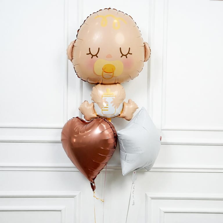 Baby Shape And Heart Helium Foil Balloon Bouquet-A1646 - Image 4
