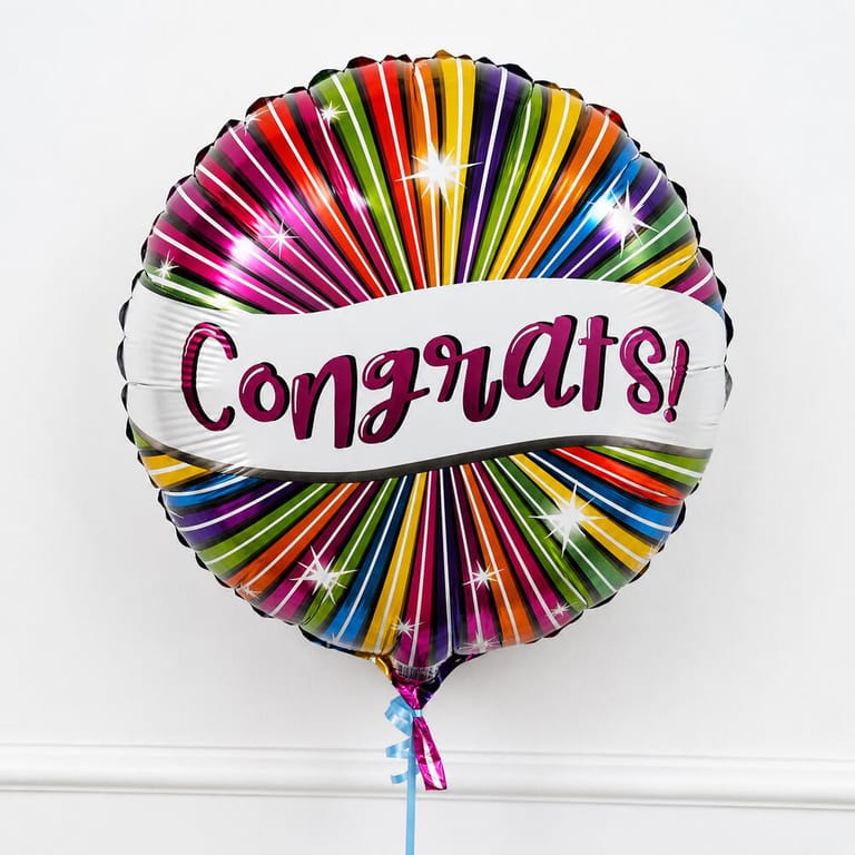 Colourful Stripes Congrats Helium Foil Balloon-A1712 - Image 1