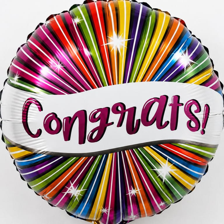 Colourful Stripes Congrats Helium Foil Balloon-A1712 - Image 3