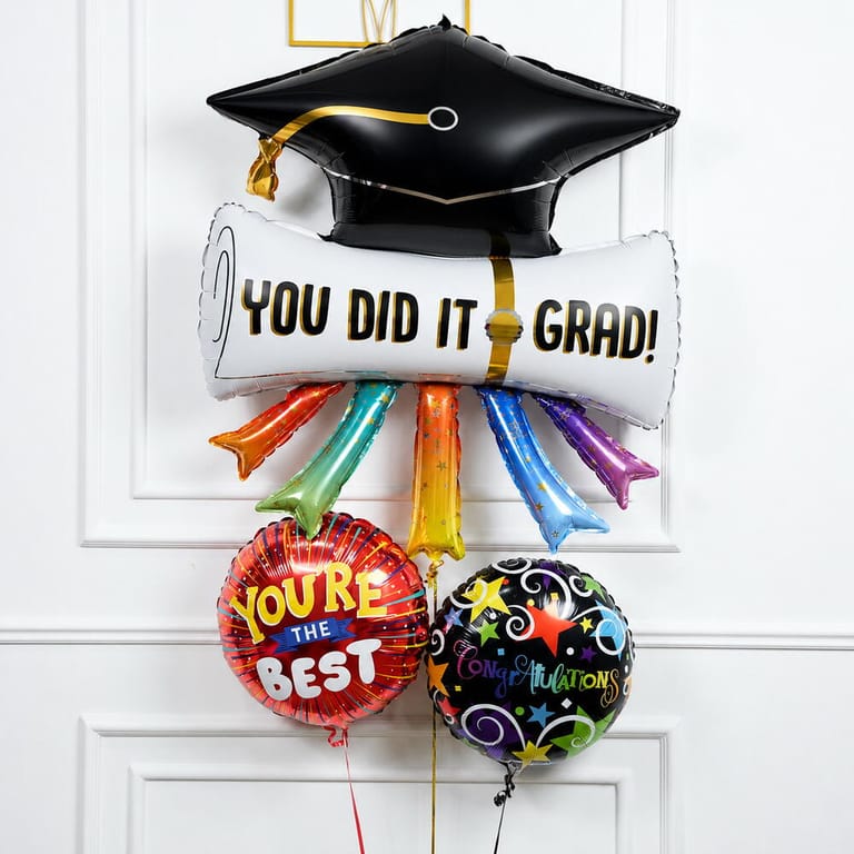 You Did It Grad Congratulations Helium Foil Balloon Bouquet-A1723 - Image 1
