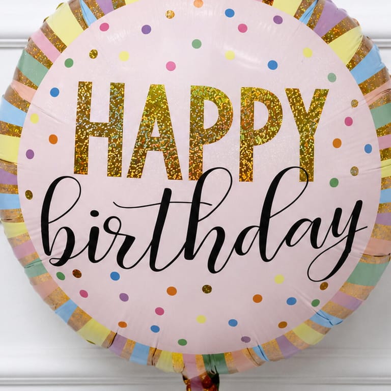 Colourful Stripes And Dots Happy Birthday Foil Balloon-A1727 - Image 2