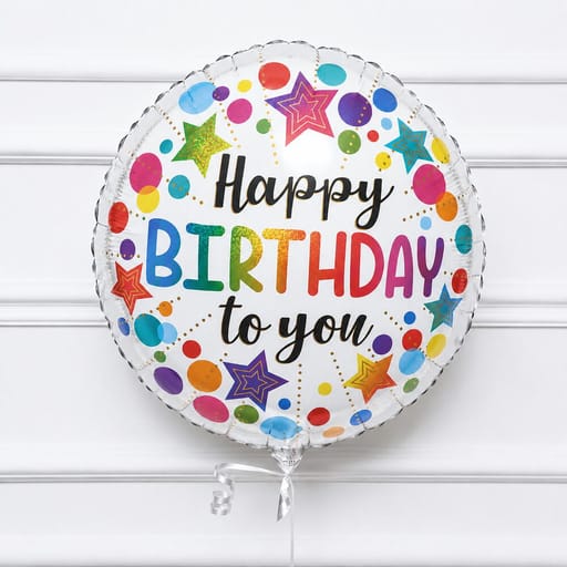 Colourful Stars And Dots Happy Birthday Helium Foil Balloon-A1730