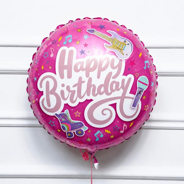 Pink Rock Star Happy Birthday Helium Foil Balloon-A1732 - Image 1