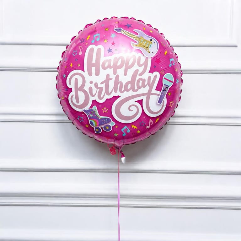Pink Rock Star Happy Birthday Helium Foil Balloon-A1732 - Image 2