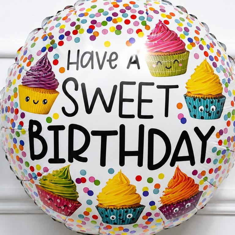 Sweet Birthday Cupcakes And Confetti Helium Foil Balloon-A1737 - Image 3