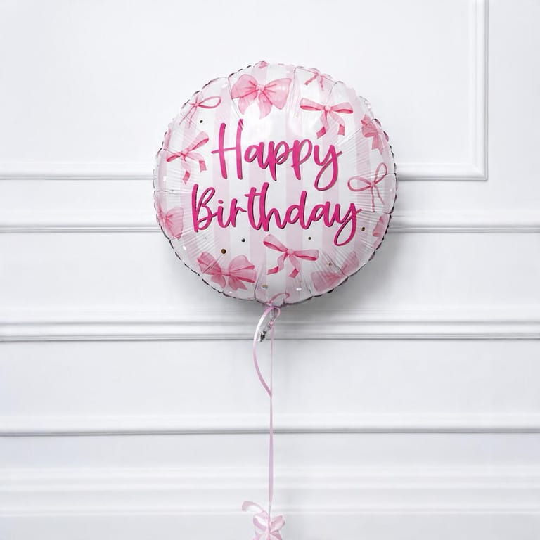 Pink Bow Happy Birthday Helium Foil Balloon-A1740 - Image 2