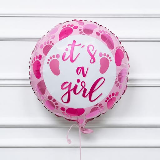 Pink Baby Footprints It s A Girl Helium Foil Balloon-A1751