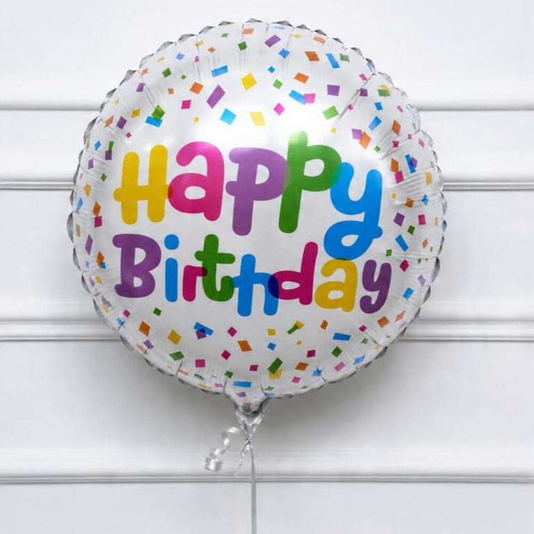 Colourful Confetti Happy Birthday Helium Foil Balloon-A1755 - Image 1