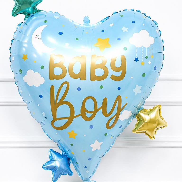 Baby Boy Heart And Stars Design Helium Foil Balloon-A1801 - Image 2