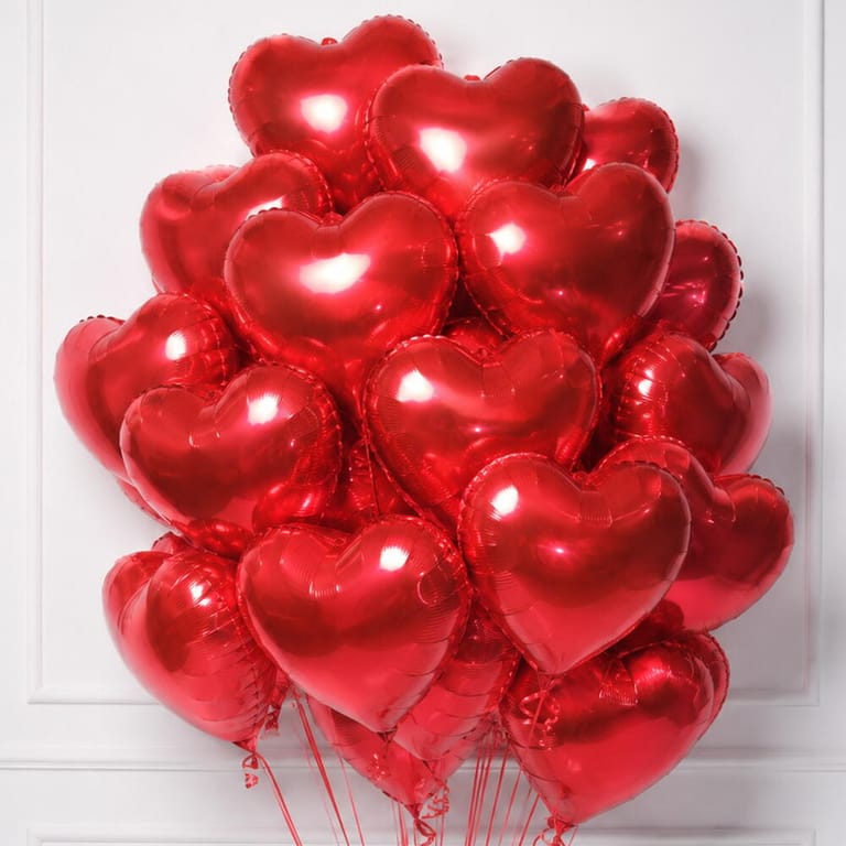 21 Red Heart Shape Helium Foil Balloon Bouquet-A1810 - Image 2