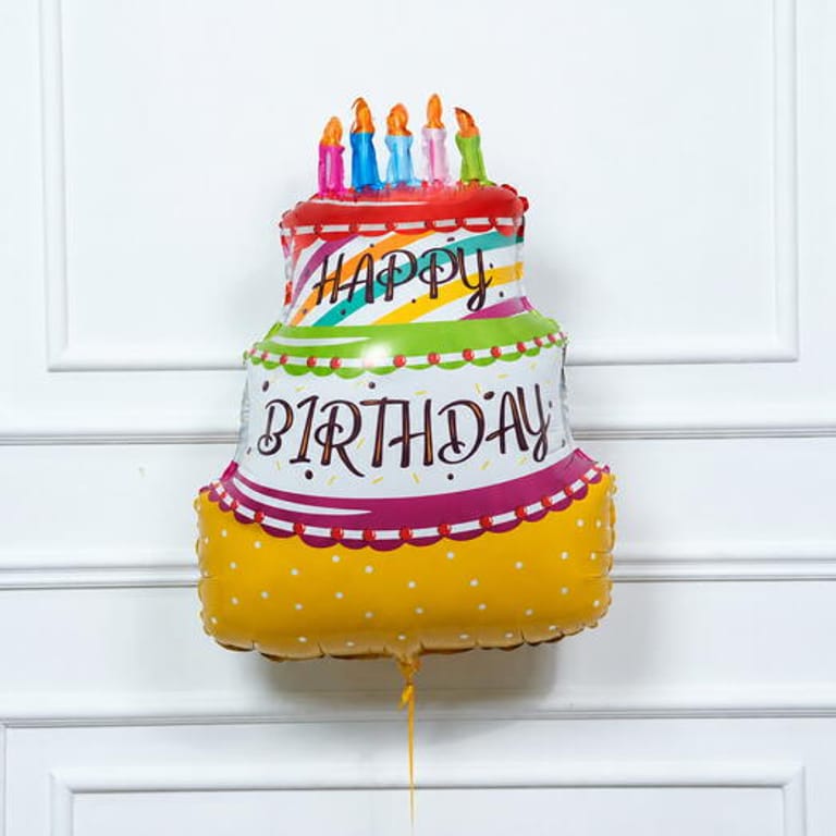 Three Tier Cake And Candles Happy Birthday Foil Balloon-A1833 - Image 1