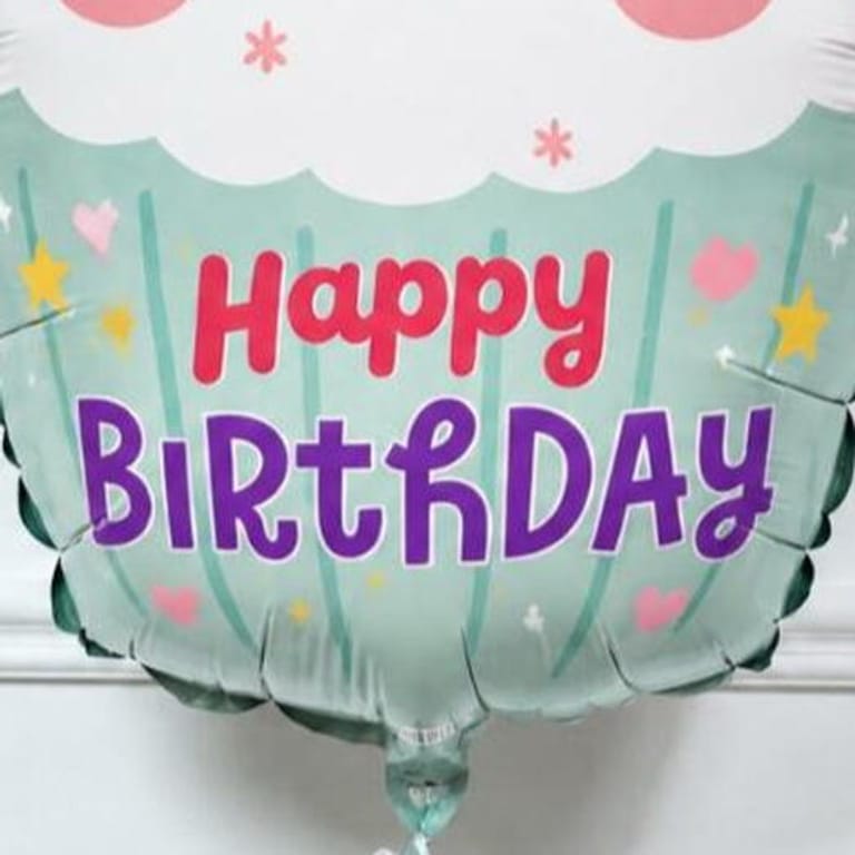 Cute Bunny Cupcake Happy Birthday Helium Foil Balloon-A1834 - Image 2