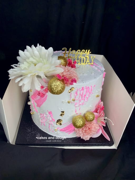 Pink Floral Round Cake
