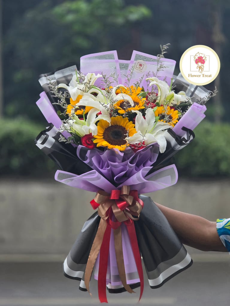 Premium Lily & Sunflower Mixed Bouquet - Image 2