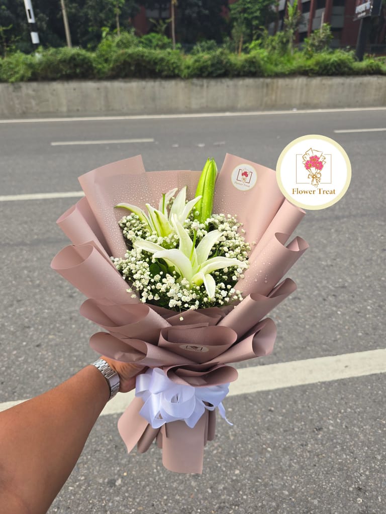 Premium White Lily Bouquet - Image 2