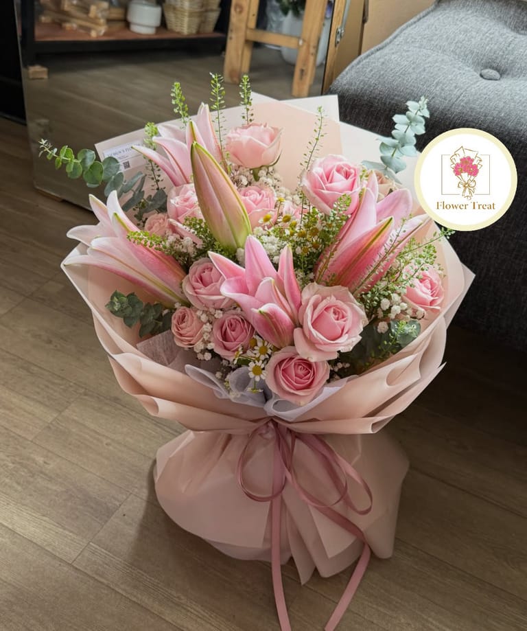 Luxury Imported Rose & Lily Mixed Bouquet - Image 1
