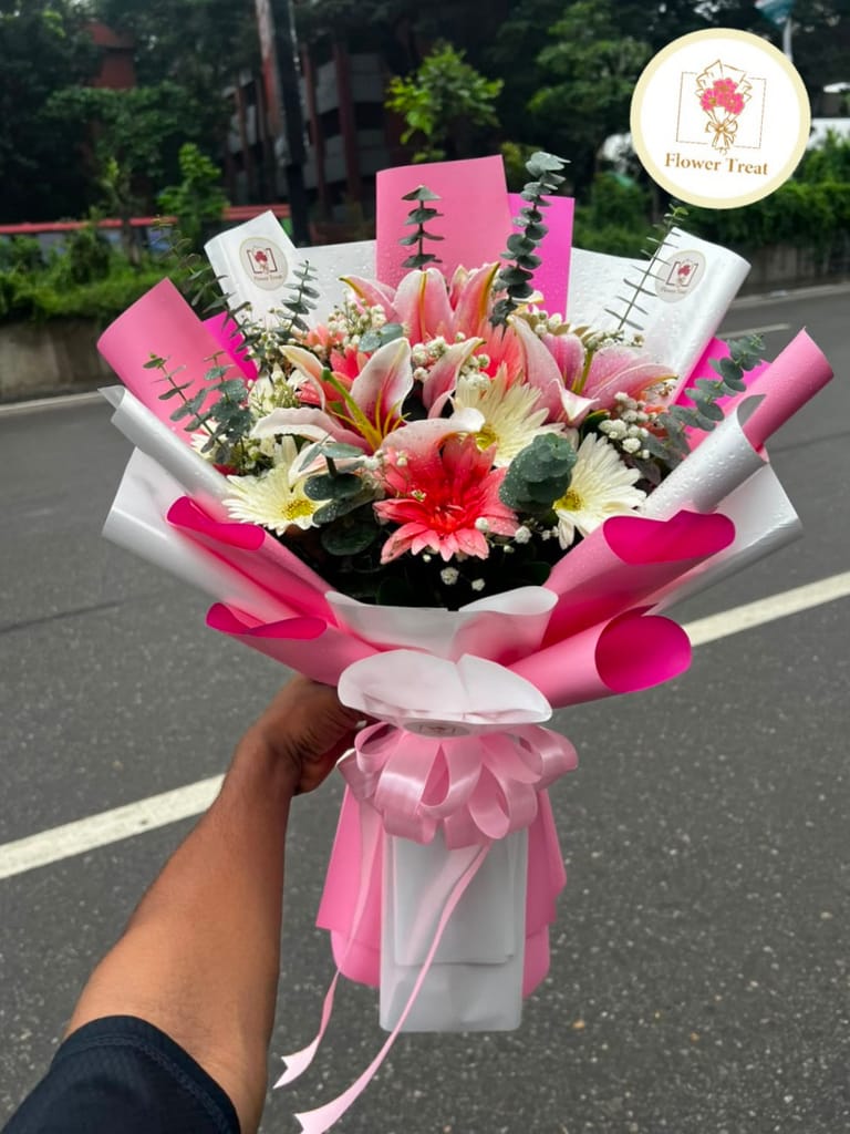 Premium Lily & Gerbera Mixed Bouquet 🌸🤍🌼 - Image 3
