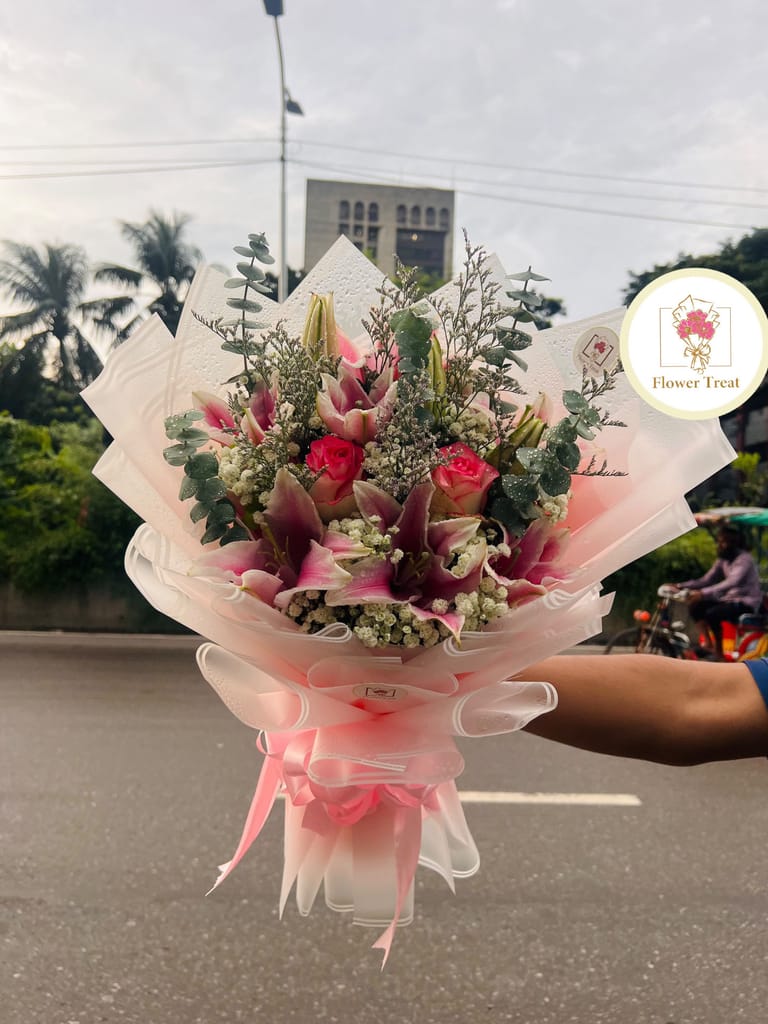 Premium Pink Theme Lily Bouquet 🌸💗 - Image 2