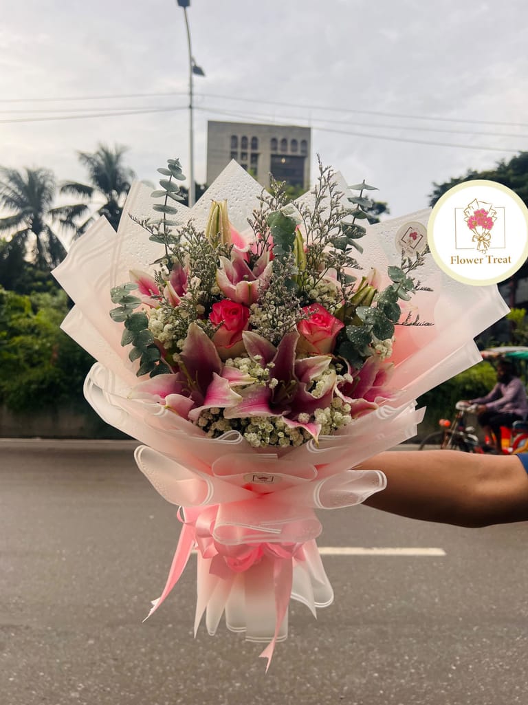 Premium Pink Theme Lily Bouquet 🌸💗 - Image 3
