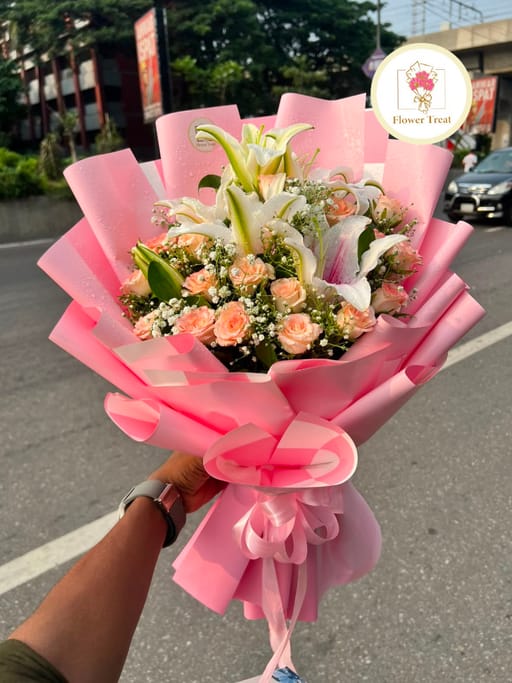 🩷 Premium Pink Theme Lily Bouquet 💐