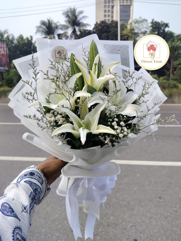 π€ Premium White Lily Bouquet π - Image 1