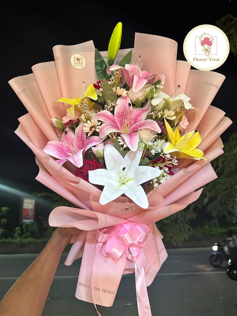 Premium Artificial Mixed Colour Lily Bouquet 💐 - Image 3