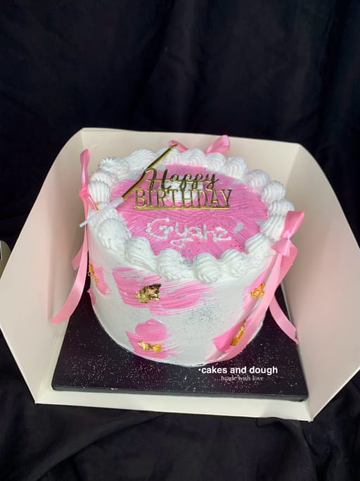 Pink And Gold Midi Size Cake