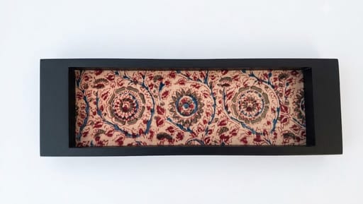 Maroon & Beige Rectangle Small Tray