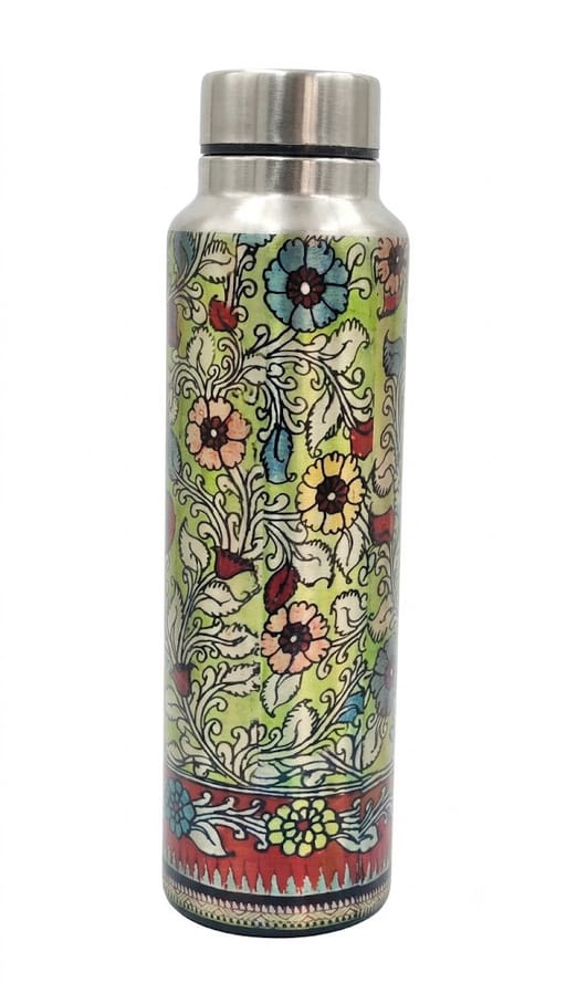 Kalamkari printed stainless steel bottle