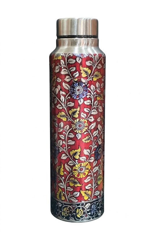 Kalamkari handpainted design stainless steel bottle