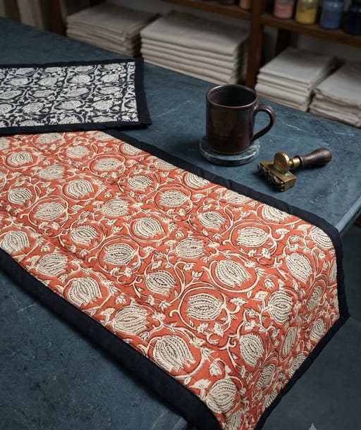 Handcrafted Reversible Block Print Table Runners.
