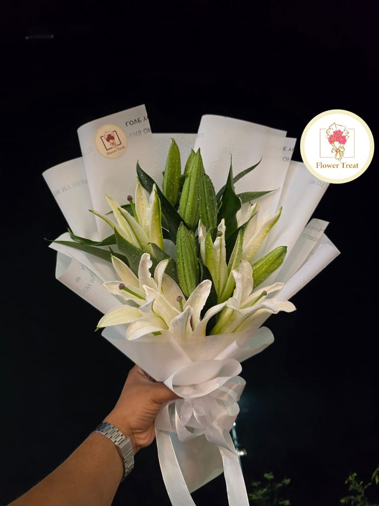 ๐ค Premium White Lily Bouquet ๐ - Image 2