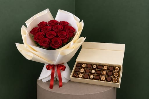 Red Rose & Belgian Chocolate Gift Set