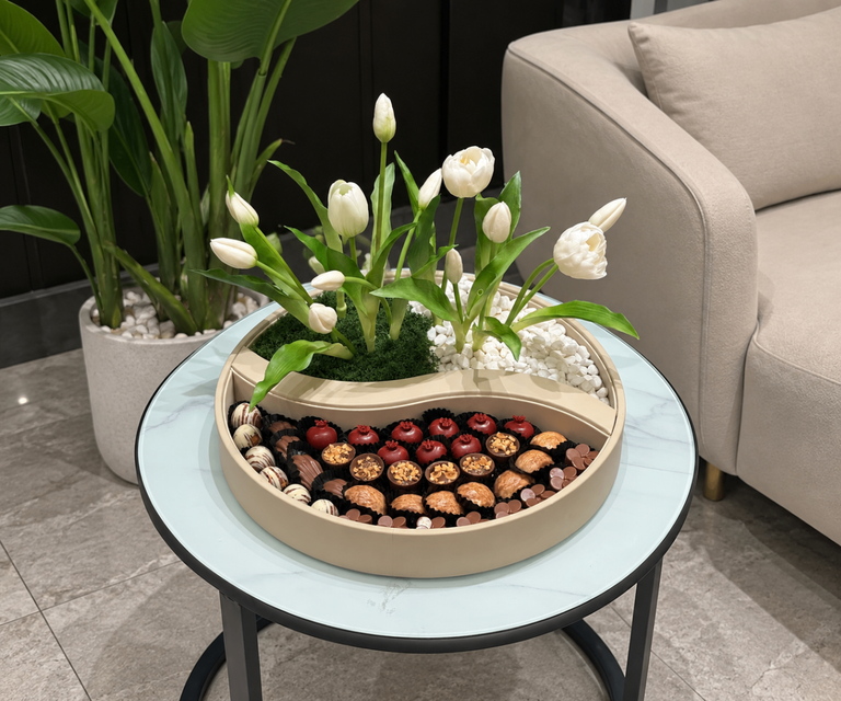 White Tulip & Belgian Chocolate Garden - Image 1