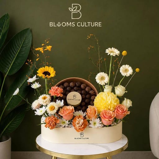Golden Bloom Floral & Chocolate Delight