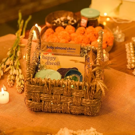 Diwali Hamper · Handcrafted Small Jute Basket