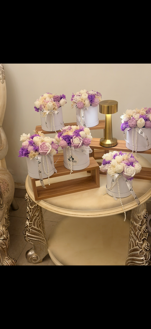 Medium White And Purpule Scented Candle