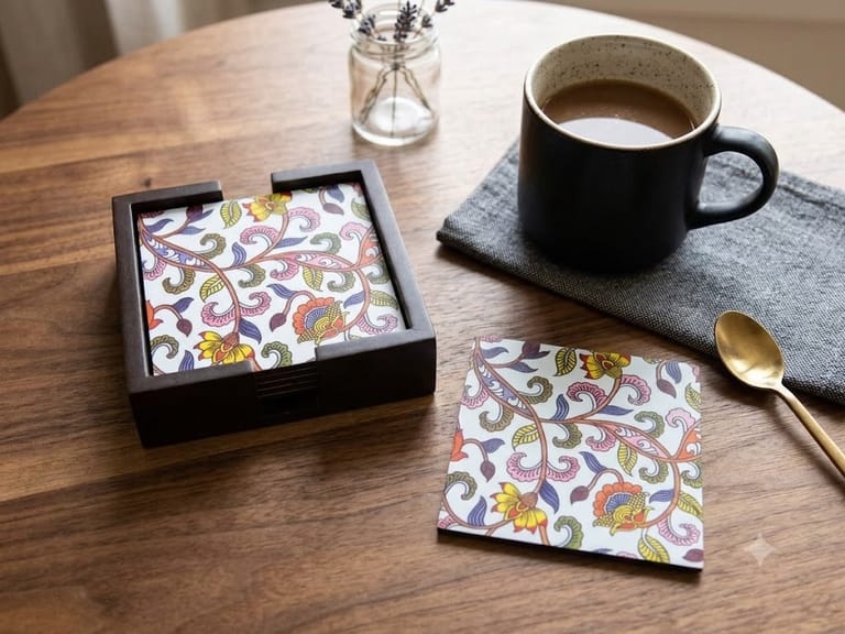 White Tea Coaster ( Set Of 6 )