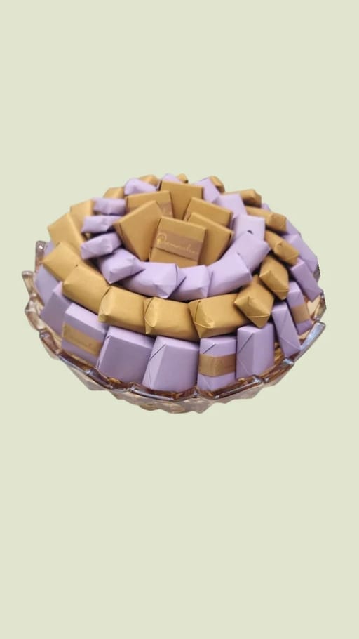 Lavender & Gold Luxury Chocolate Glass Arrangement